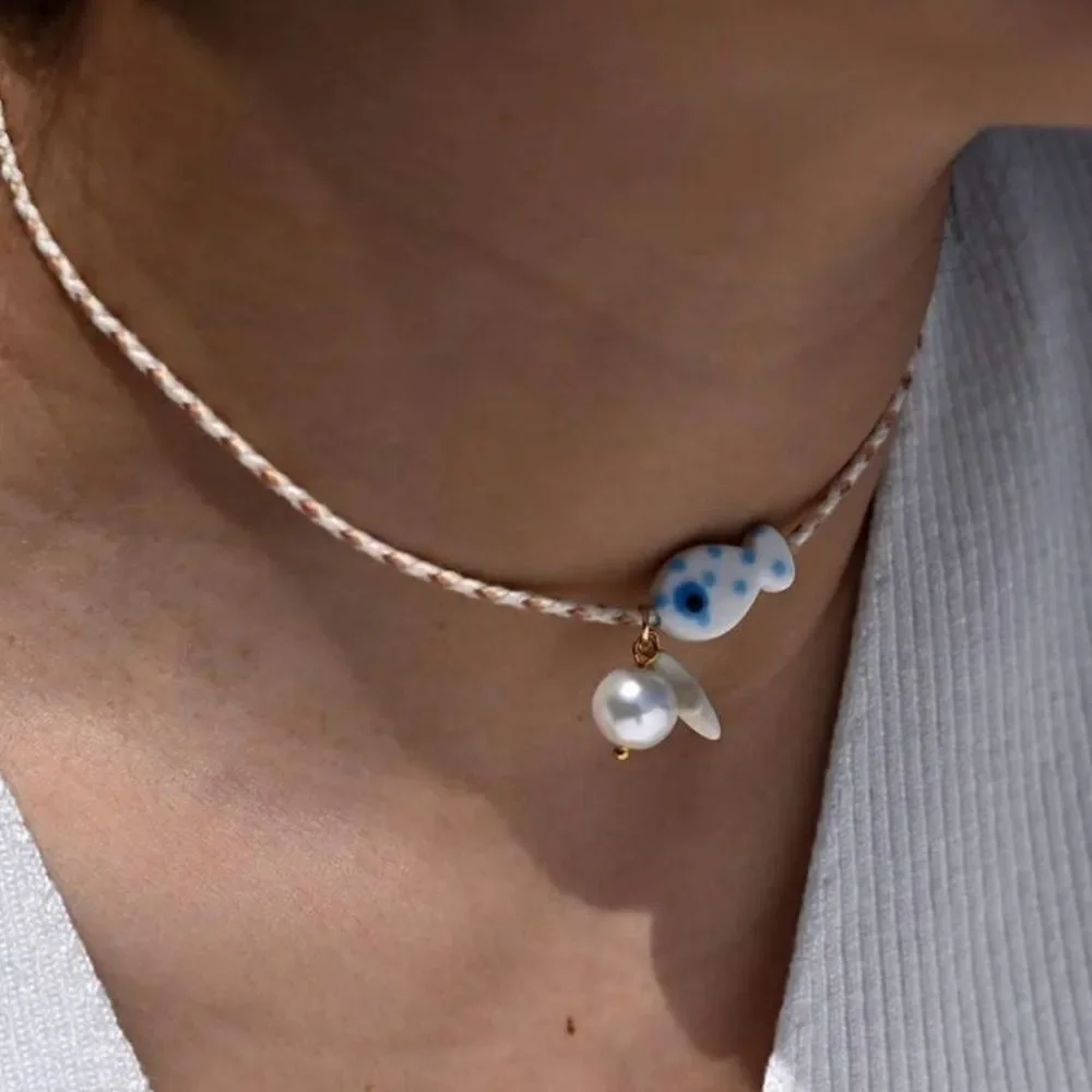 Blue Fish Charm Necklace S857